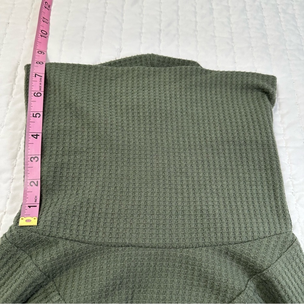 Lou & Grey Olives Green Waffle Cowl Neck Tunic Top Hi Low Long Sleeve Sweater - Picture 9 of 10